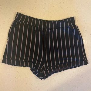 Womens black striped shorts, Forever 21, size large